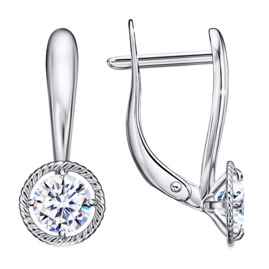 Серьги из серебра с раухтопазами и фианитами