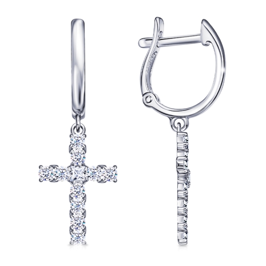 Серьги из серебра с фианитами