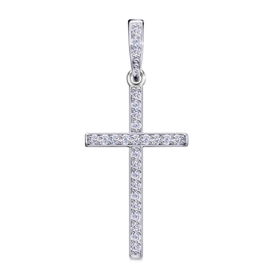 Крест из серебра с чернением на текстильном шнурке