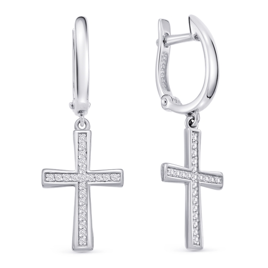 Серьги из серебра с ситаллами и фианитами