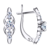 Серьги из серебра с фианитами