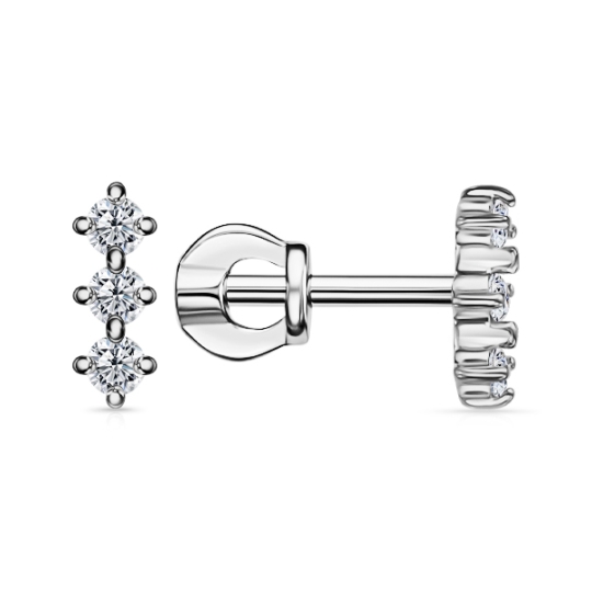 Одиночная серьга из серебра с фианитами