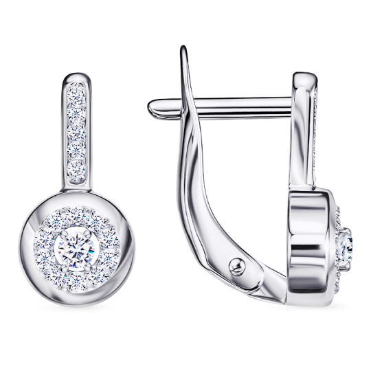 Серьги из серебра с фианитами