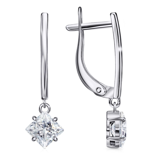 Серьги из серебра с ониксами и фианитами