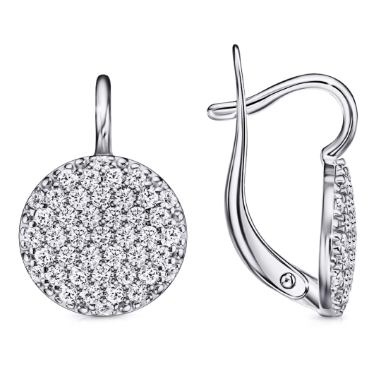Серьги из серебра с фианитами