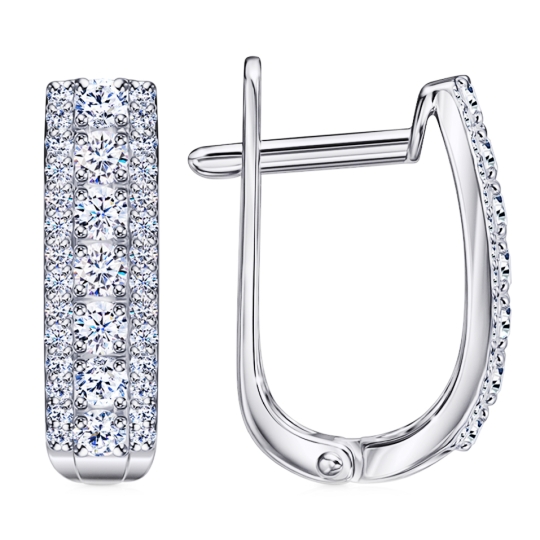 Серьги из серебра с ювелирными кристаллами