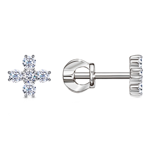 Серьги из серебра с позолотой, агатами и фианитами 