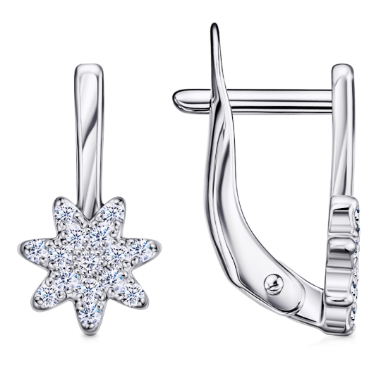 Серьги из серебра с ювелирными кристаллами и фианитами