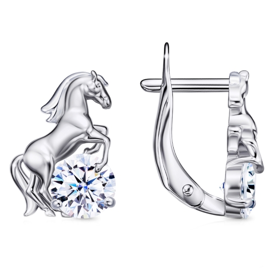 Подвеска из серебра с фианитом "Лошадь"