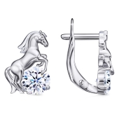 Серьги из серебра с фианитами