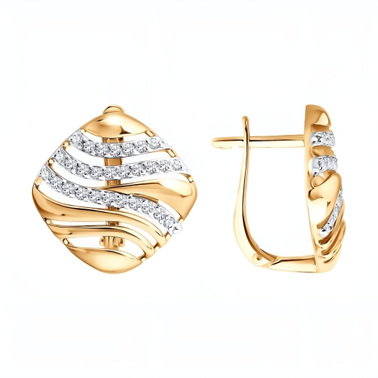 Серьги из белого золота с фианитами