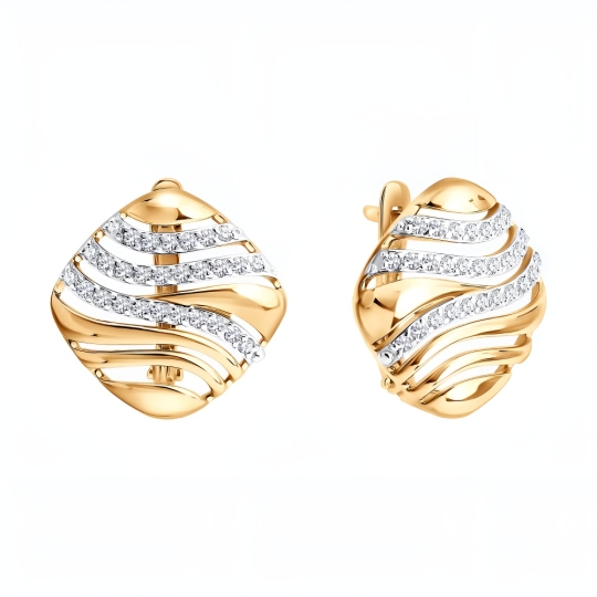 Серьги из белого золота с фианитами