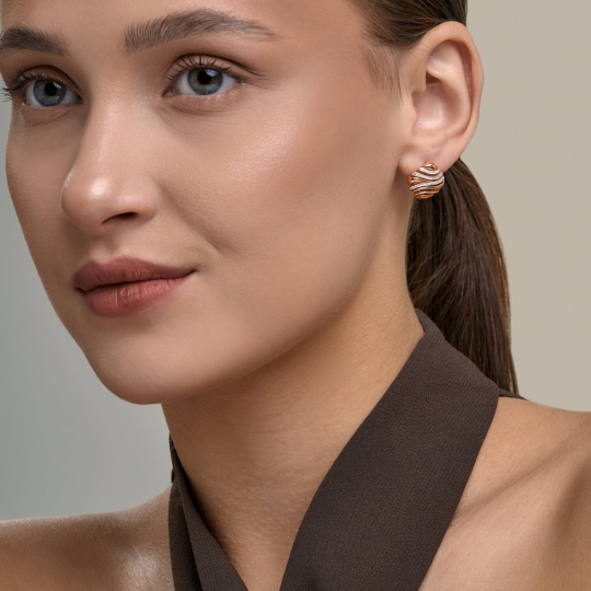 Серьги из белого золота с фианитами