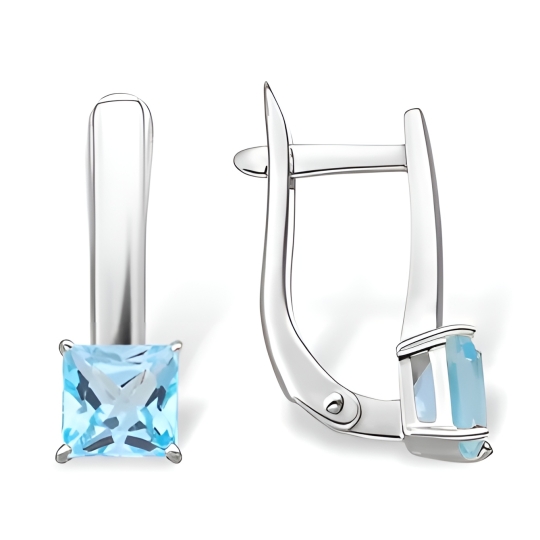 Серьги из серебра с позолотой и фианитами