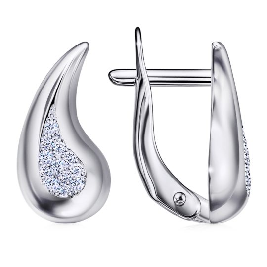 Серьги из серебра с ювелирными кристаллами