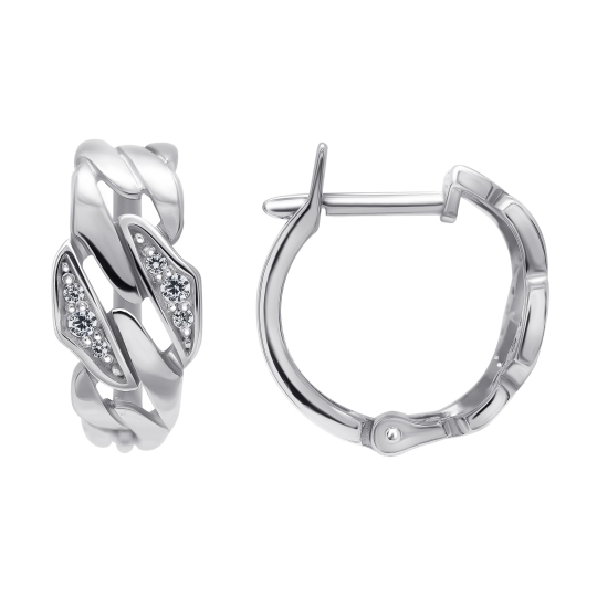 Серьги из серебра с позолотой и фианитами