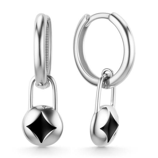 Серьги из серебра с эмалью и фианитами