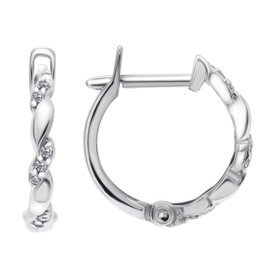 Серьги из серебра с горным хрусталем и фианитами