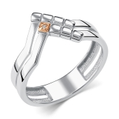 Кольцо из серебра с золотой вставкой и бриллиантом