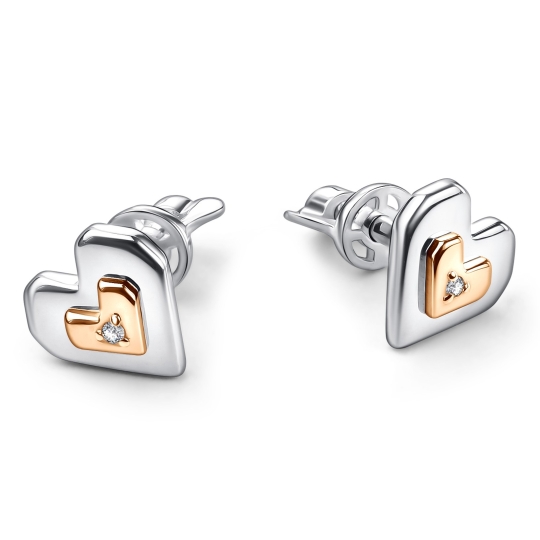 Серьги из серебра с золотыми бриллиантами