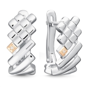 Серьги из серебра с золотыми вставками и бриллиантами