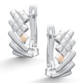 Серьги из серебра с золотыми вставками и бриллиантами