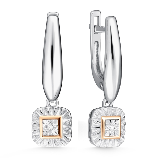 Кольцо из серебра с золотой вставкой и бриллиантом