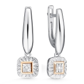 Серьги из серебра с золотыми вставками и бриллиантами