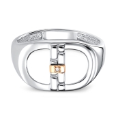 Кольцо из серебра с золотой вставкой и бриллиантом