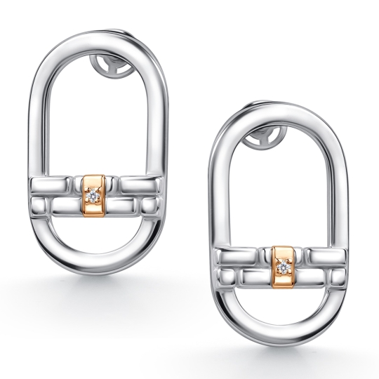 Серьги из серебра с золотой вставкой и бриллиантами