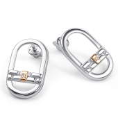 Серьги из серебра с золотой вставкой и бриллиантами