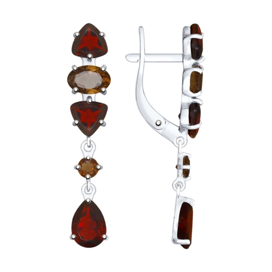 Серьги из серебра с позолотой и фианитами