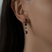 Серьги из серебра с гранатами и раухтопазами