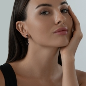 Серьги из серебра с гранатами и раухтопазами