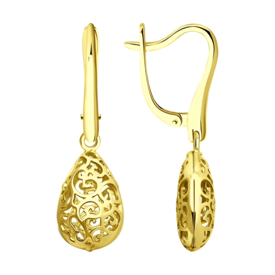 Серьги из золота с бриллиантами и изумрудами