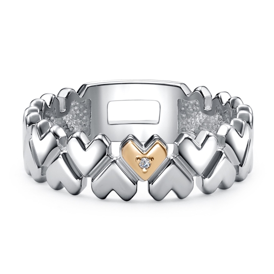 Кольцо из серебра с золотой вставкой и бриллиантом