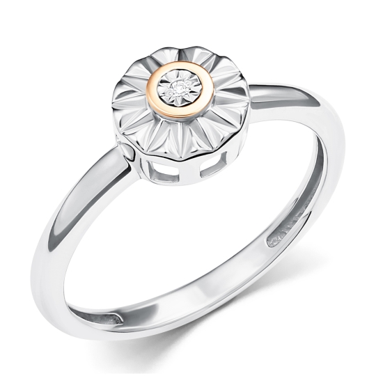 Серьги из серебра с золотыми вставками и бриллиантами