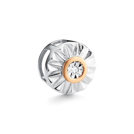 Серьги из серебра с золотыми вставками и бриллиантами