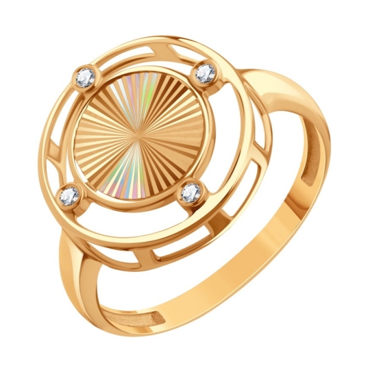 Серьги из золота с алмазной гранью и фианитами