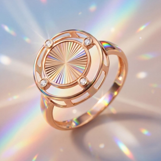 Кольцо из белого золота с алмазной гранью с фианитами