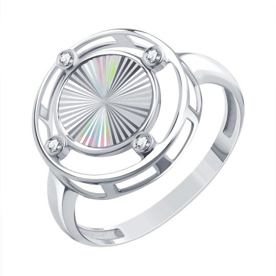 Серьги из белого золота с алмазной гранью и фианитами