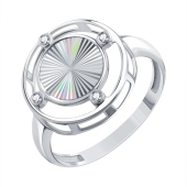 Кольцо из белого золота с алмазной гранью с фианитами