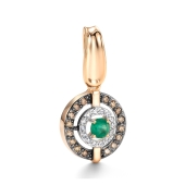 Подвеска из золота с бриллиантами, коньячными бриллиантами и изумрудом