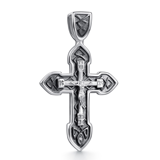 Подвеска-крест из серебра с бриллиантом