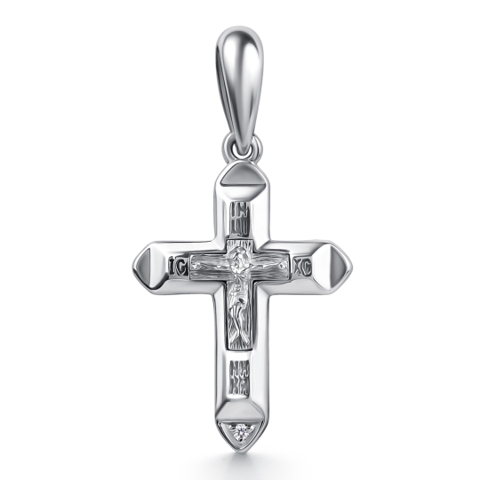 Подвеска-крест из серебра с бриллиантом