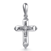 Подвеска-крест из серебра с бриллиантом