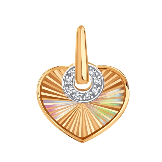 Подвеска из лимонного золота с алмазной гранью и фианитами