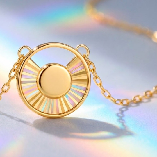 Колье из золота с топазом, родолитом и фианитами