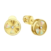 Серьги из лимонного золота с алмазной гранью и фианитами