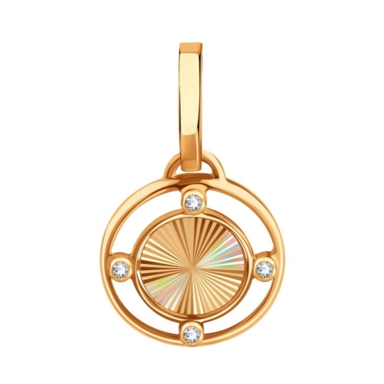 Серьги из золота с алмазной гранью и фианитами